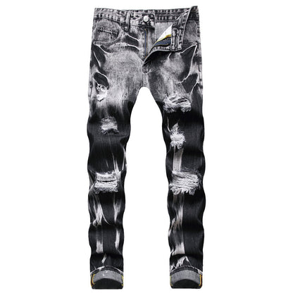 Men's Plus Size Straight Ripped Casual Trousers