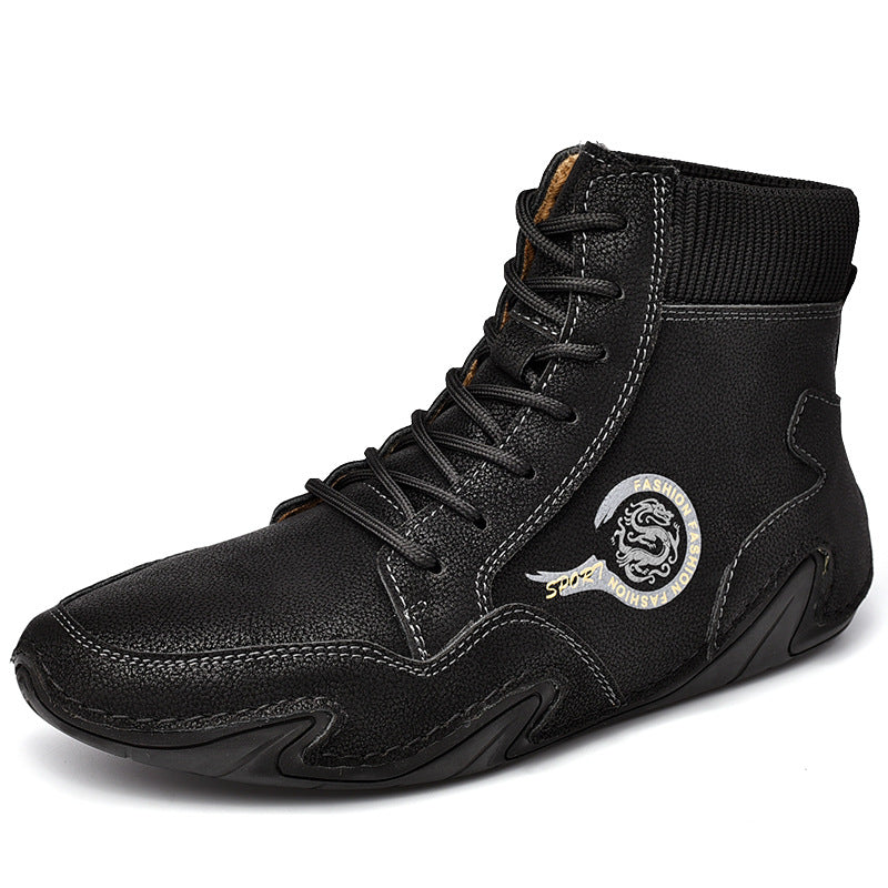 British Style Martin Boots Men's Plus Size High Top Retro Casual