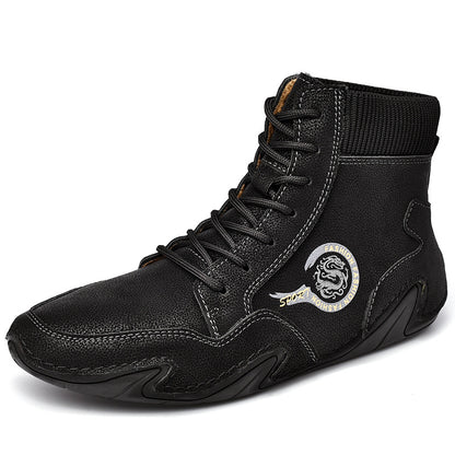 British Style Martin Boots Men's Plus Size High Top Retro Casual