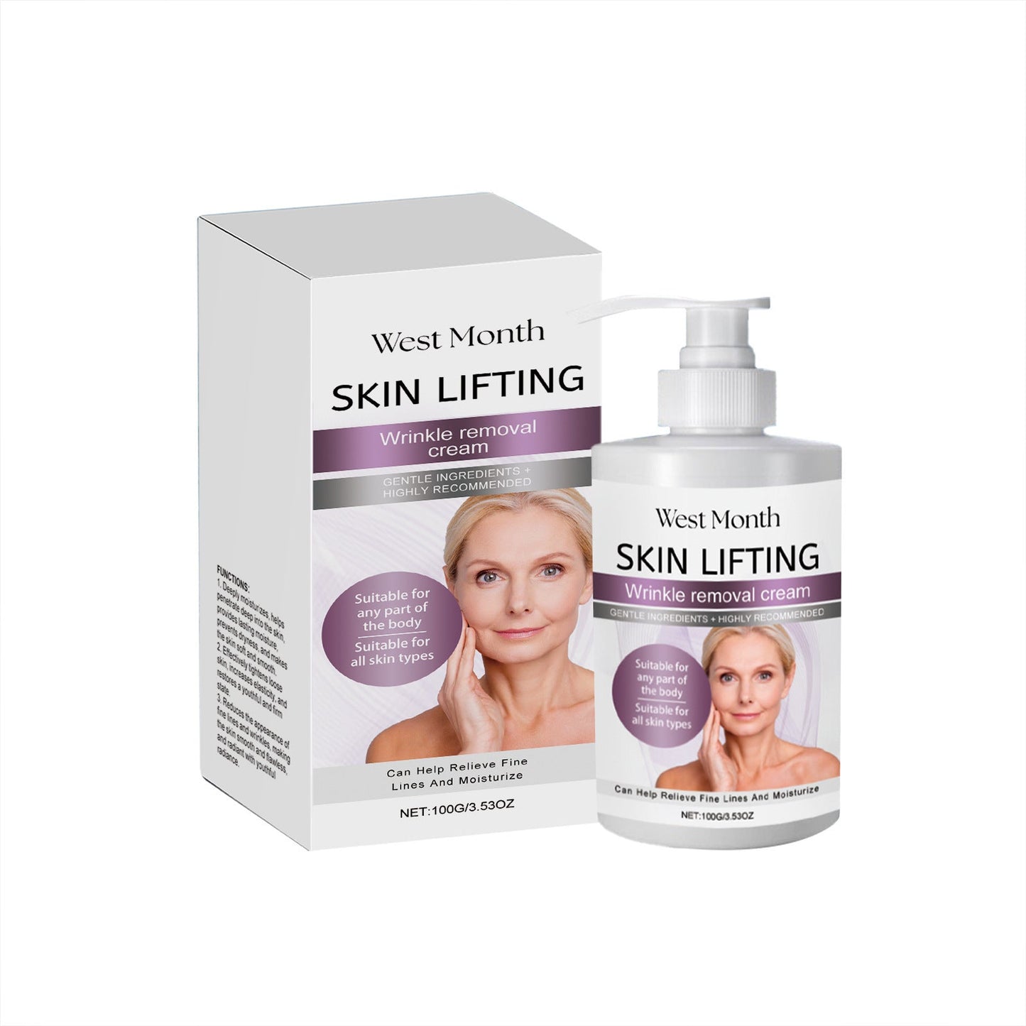 WEST MONTH - Skin Lifting Wrinkle Removing Cream, Moisturizing Body Cream Gentle Moisturizing Skin 100g/3.53oz Glamour Gale
