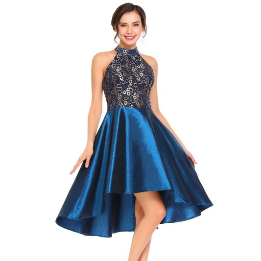 Lace Halter Slim Fit Evening Dress Sleeveless Chest-wrapped Dress Women