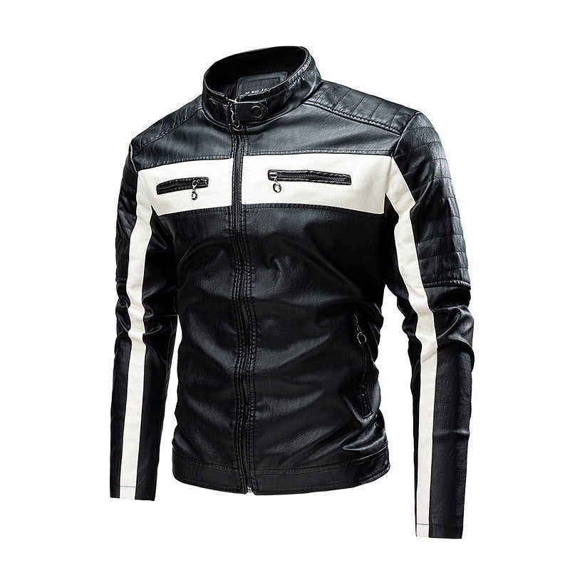 Men's Stand Collar Retro Warm Leather Jacket Glamour Gale