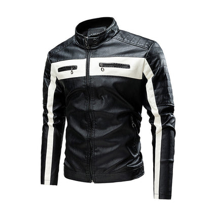 Men's Stand Collar Retro Warm Leather Jacket Glamour Gale