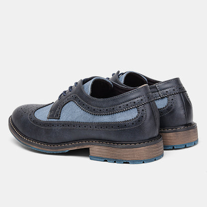 Men's Brogue Color Matching Casual Business Leather Shoes Comfortable