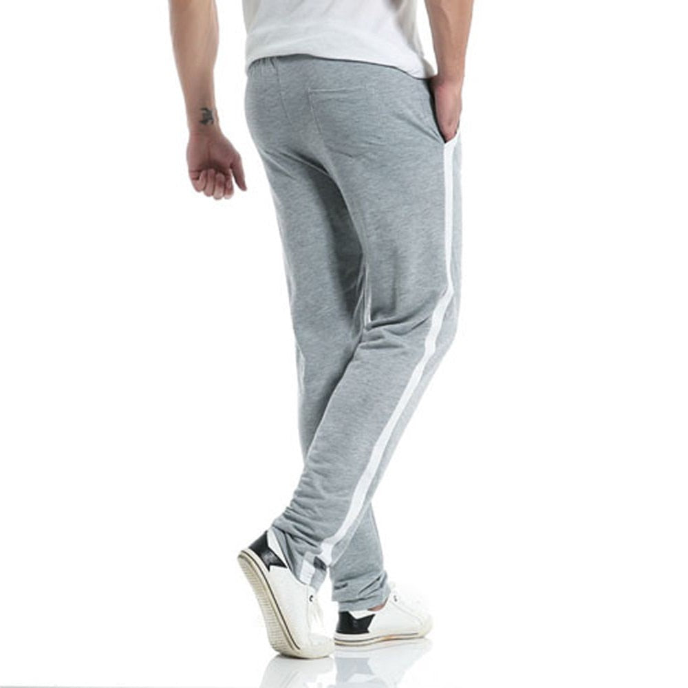 Striped sports straight-leg trousers