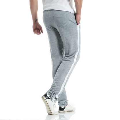 Striped sports straight-leg trousers