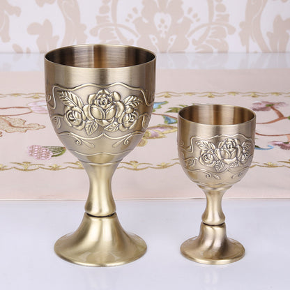 European Style Old Wine Glass, Alloy Antique Wine Set, Goblet, White Wine Glass