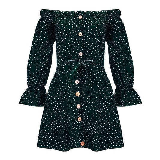 Women's Creative Print Word Neck Long Sleeve Skirt