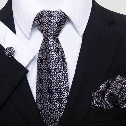 Men's Business Party Fashion Tie Square Scarf Cufflinks Set
