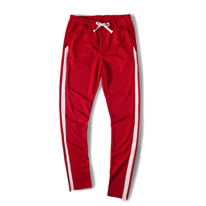 Striped sports straight-leg trousers
