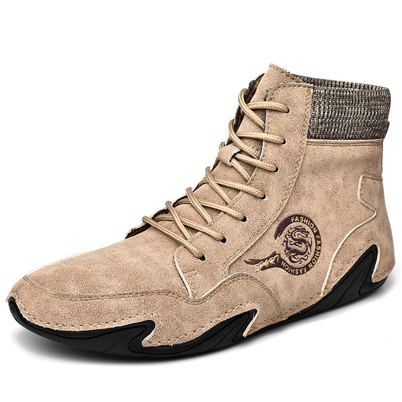 British Style Martin Boots Men's Plus Size High Top Retro Casual