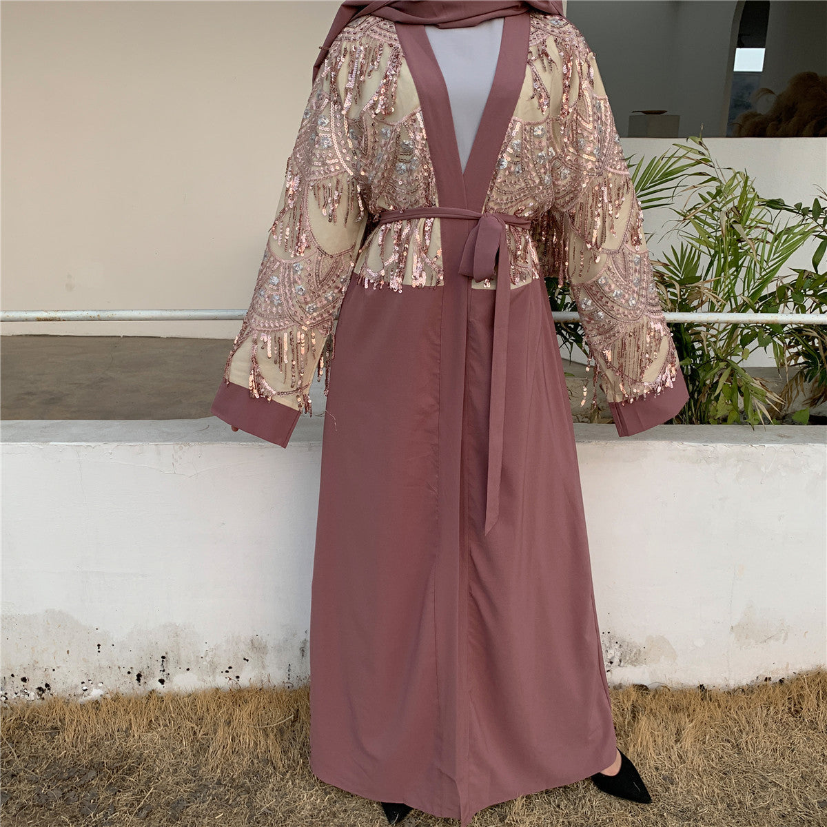 Sequin Tassel Turkiye Women's Cardigan Gown - Glamour Gale
