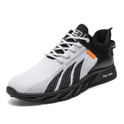 Men's Mesh Shoes Fashion Fly Knit Color-block Lace-up Sneakers Casual Lightweight Breathable Sports Shoes Glamour Gale
