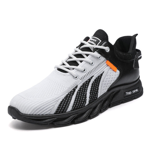 Men's Mesh Shoes Fashion Fly Knit Color-block Lace-up Sneakers Casual Lightweight Breathable Sports Shoes Glamour Gale