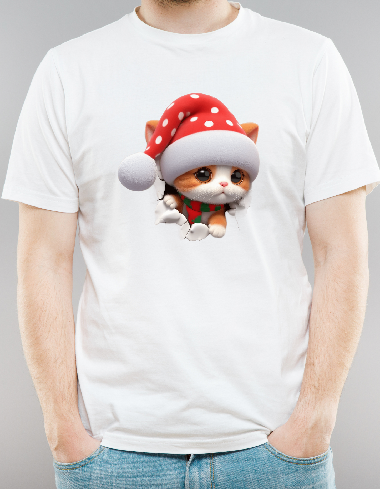Custom Printed Shirt: Christmas Kitten