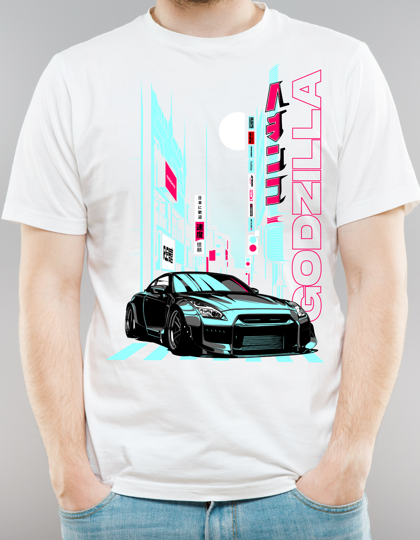 Custom Printed Shirts: Godzilla Green Car