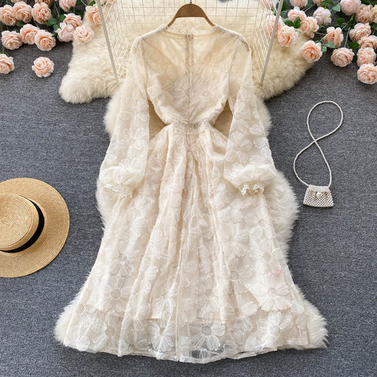 Thin Over The Knee Long Sleeve Dress