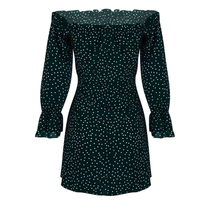 Women's Creative Print Word Neck Long Sleeve Skirt