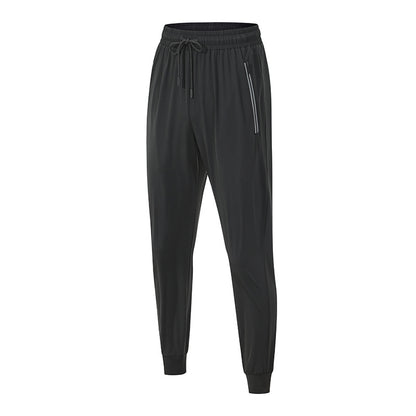 Ice Silk Sports Stretch Loose Tappered Printed Casual Trousers