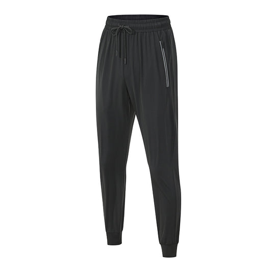 Ice Silk Sports Stretch Loose Tappered Printed Casual Trousers