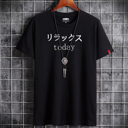 Men's Youth Summer Round Neck Cotton Loose Clothing Half Sleeve Print T-shirt Top Tide Glamour Gale