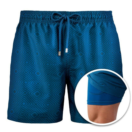 Men's Printed Beach Shorts Sports Double Layer Shorts Summer Glamour Gale