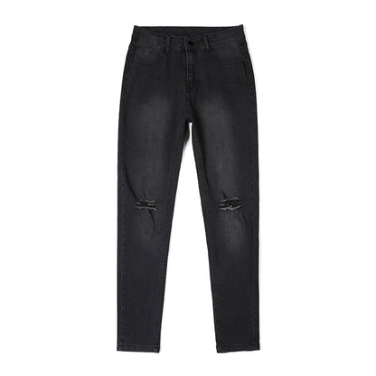 Casual Shredded Slim Zip Pencil Pants - Glamour Gale