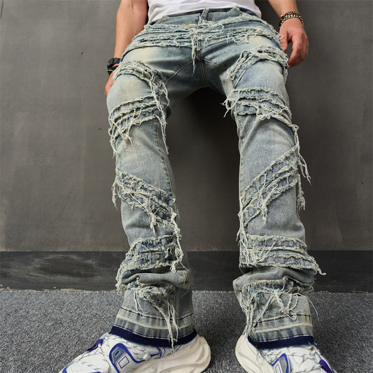 Men's Fashion Cat Beard Sewing Cloth Loose Wide Leg Pants Glamour Gale