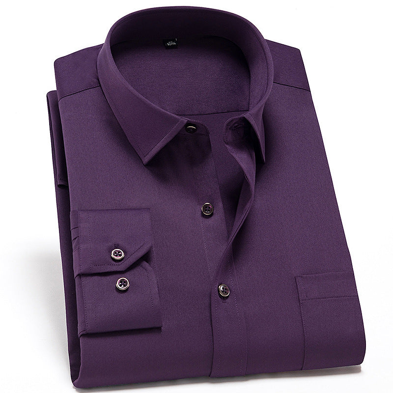Solid Color Shirt Men's Non-ironing Stretch Breathable Business Casual - Glamour Gale