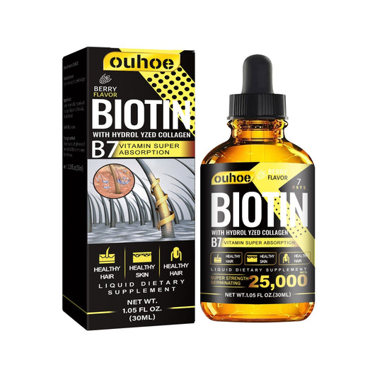 BIOTIN - RESEARCH Liquid Biotin & Collagen Hair Growth Drops  - Biotin And Liquid Collagen Supplement For Men & Women - Glowing Skin Support, Healthy Hair & Nail Growth Glamour Gale