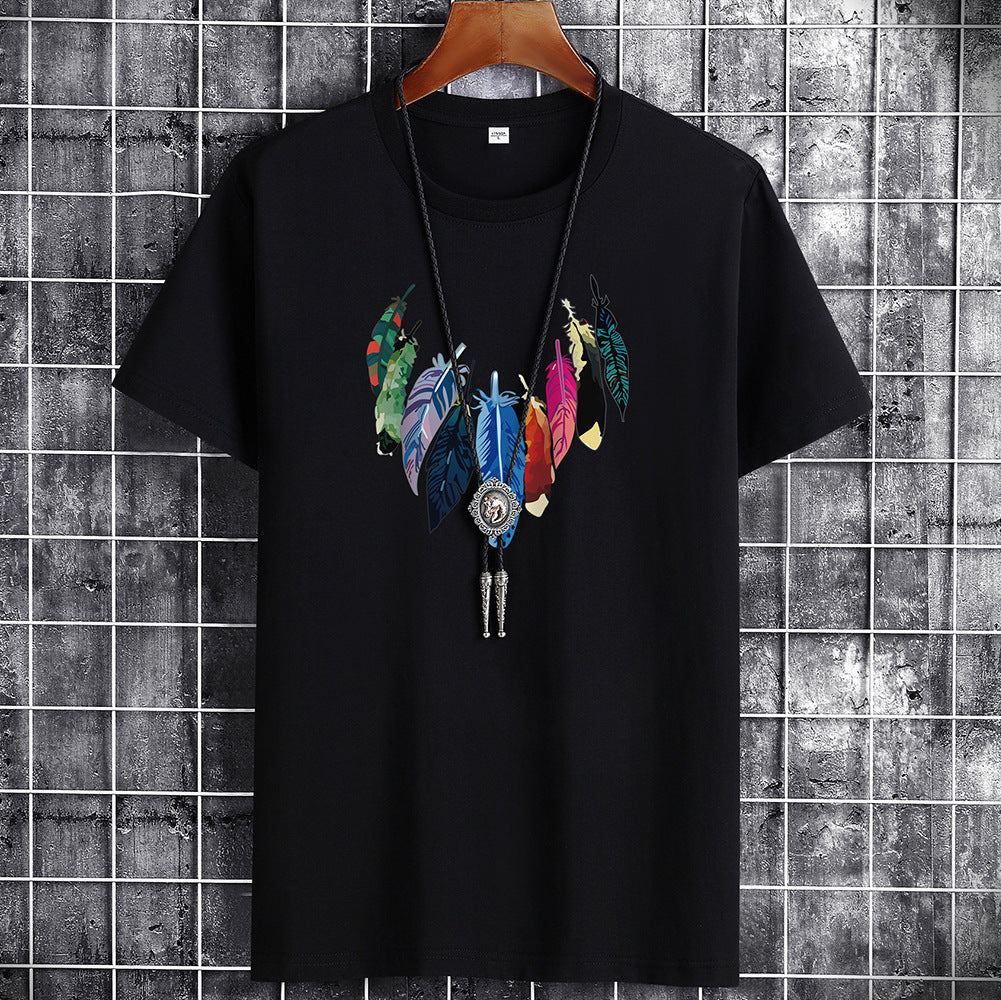 Men's Short-sleeved T-shirt Inner Loose Solid Color White Half Sleeve T-shirt Plus Size Men's Clothing Glamour Gale