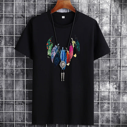 Men's Short-sleeved T-shirt Inner Loose Solid Color White Half Sleeve T-shirt Plus Size Men's Clothing Glamour Gale