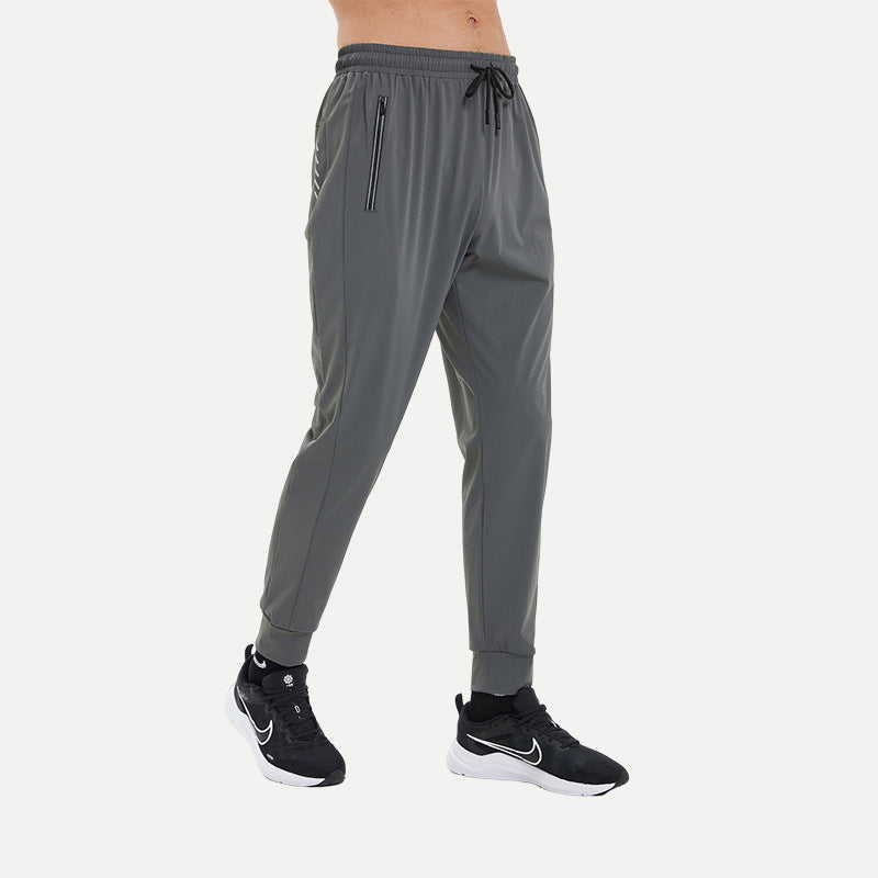 Ice Silk Sports Stretch Loose Tappered Printed Casual Trousers