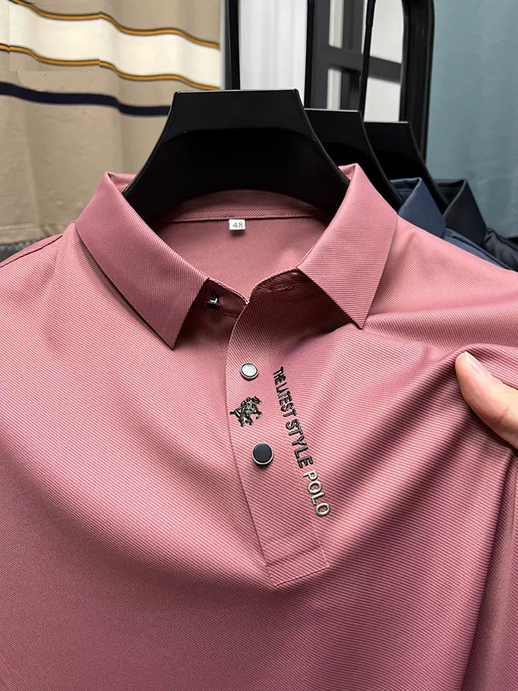 Polo Shirt Business Casual Seamless Ice Silk Lapel Short Sleeve